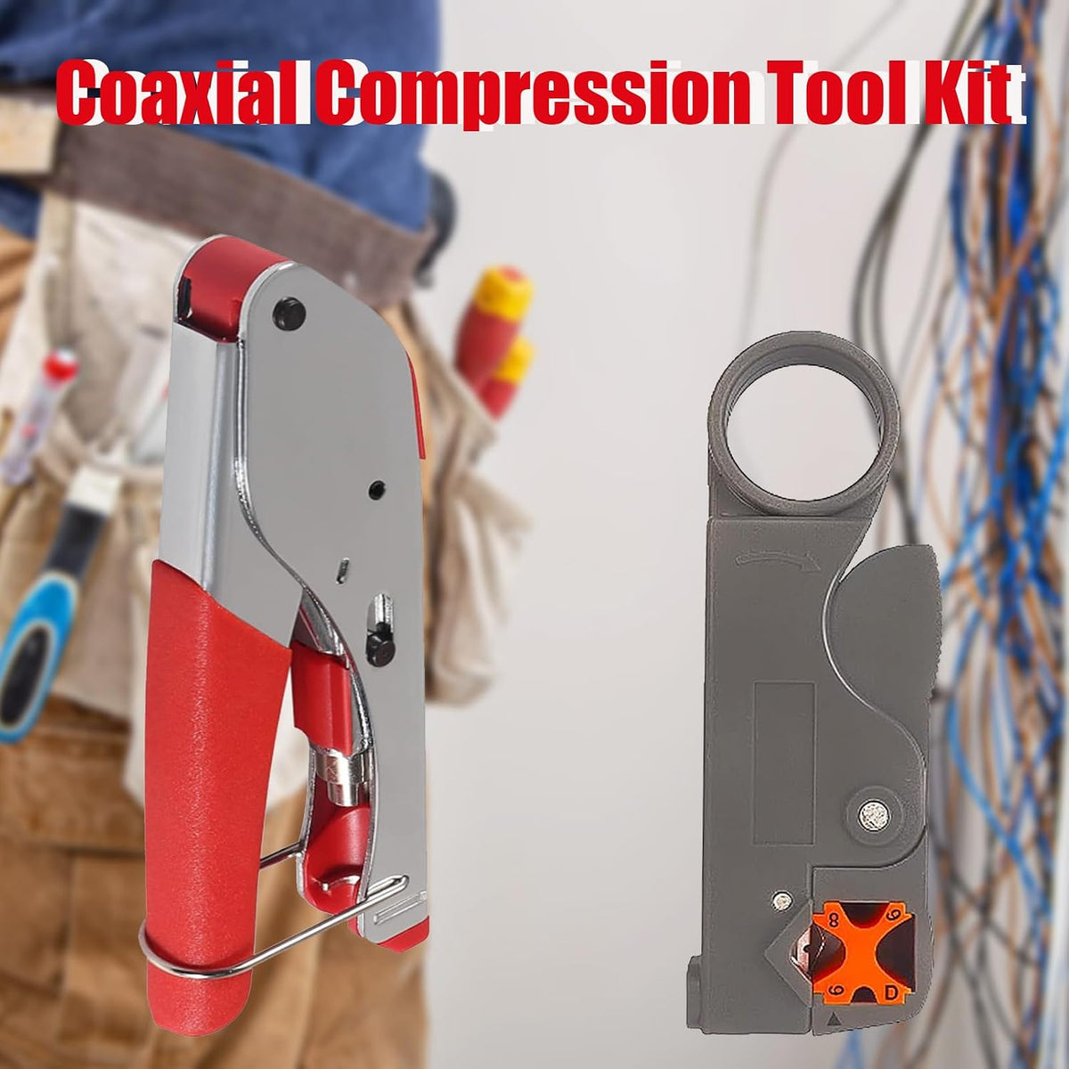 Coax Cable Crimper Tool Kit with 20pcs F Type RG59 RG6 Compression Connectors Coaxial