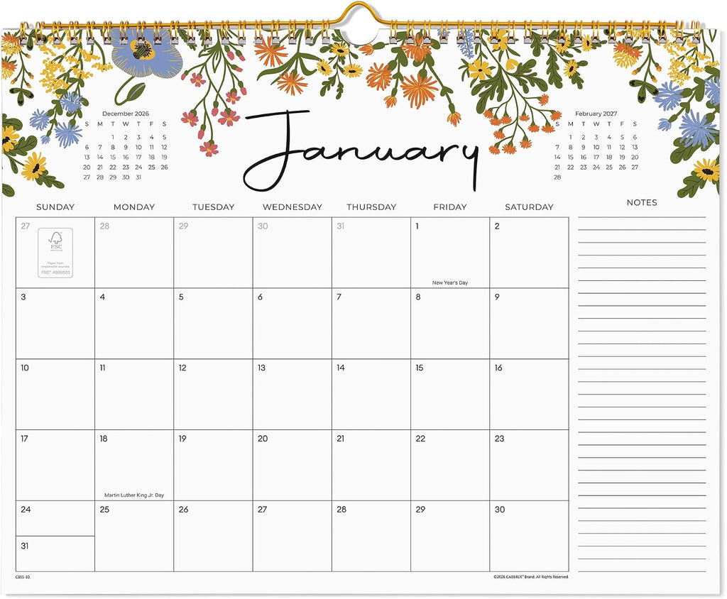 2027 Calendar, Cabbrix Wall Calendar 2026, 18 Months Calendar Runs From January 2027