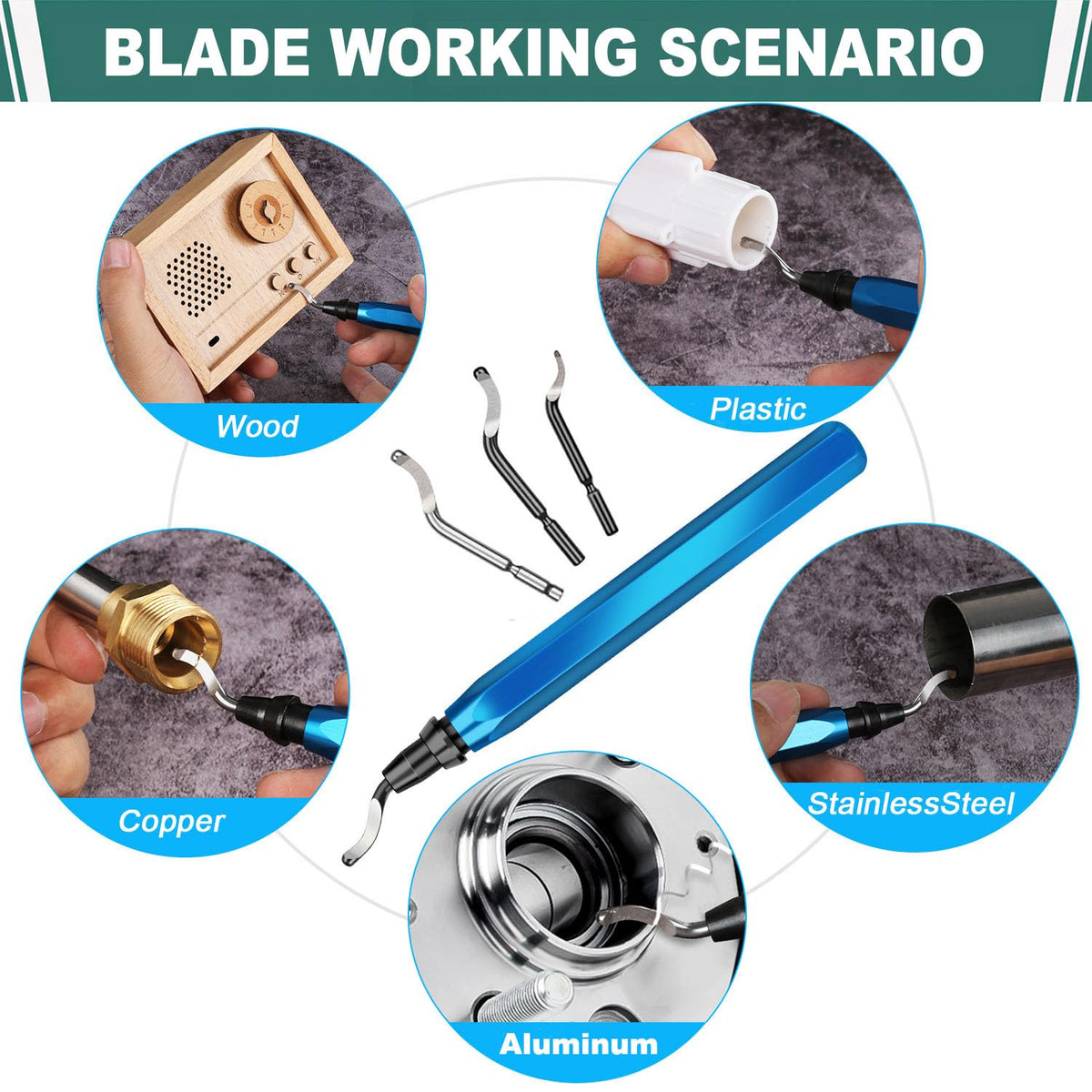 3D Printer Deburring Tool Set with 11pc High Speed Steel Multipurpose Blades Removing