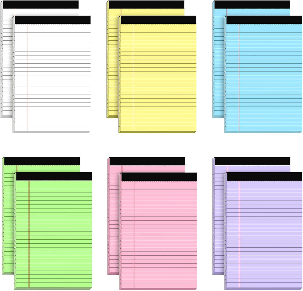 AILZFEI 12pcs Small Legal Pads 5x8 Colored Note Pads Paper College Ruled Notepad Clear