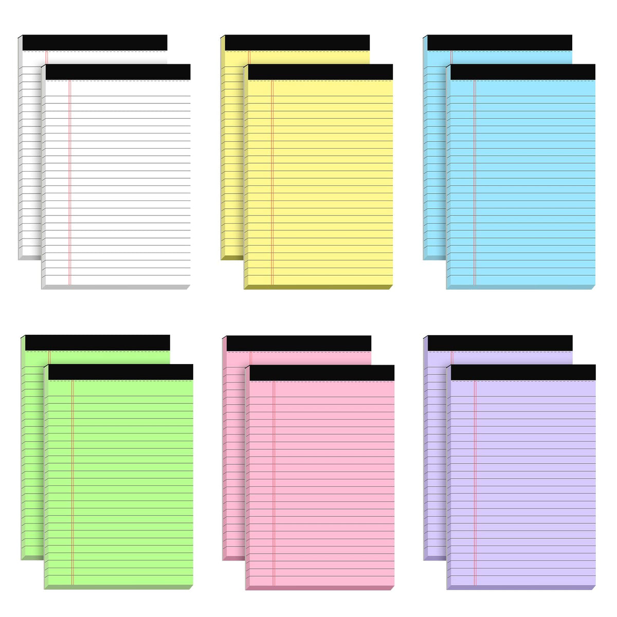 AILZFEI 12pcs Small Legal Pads 5x8 Colored Note Pads Paper College Ruled Notepad Clear