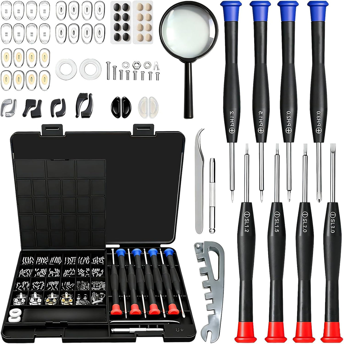 67 Piece Glasses Repair Kit with Screws,Magnetic Eyeglass Repair Tool Set with 16