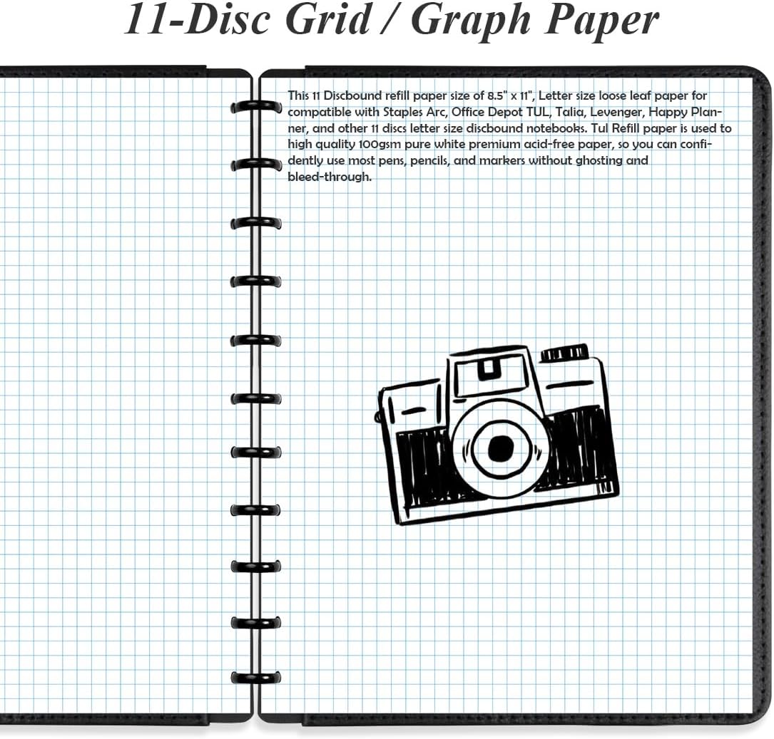 A4 TUL Discbound Grid Filler Paper - 11 Disc Graph Paper