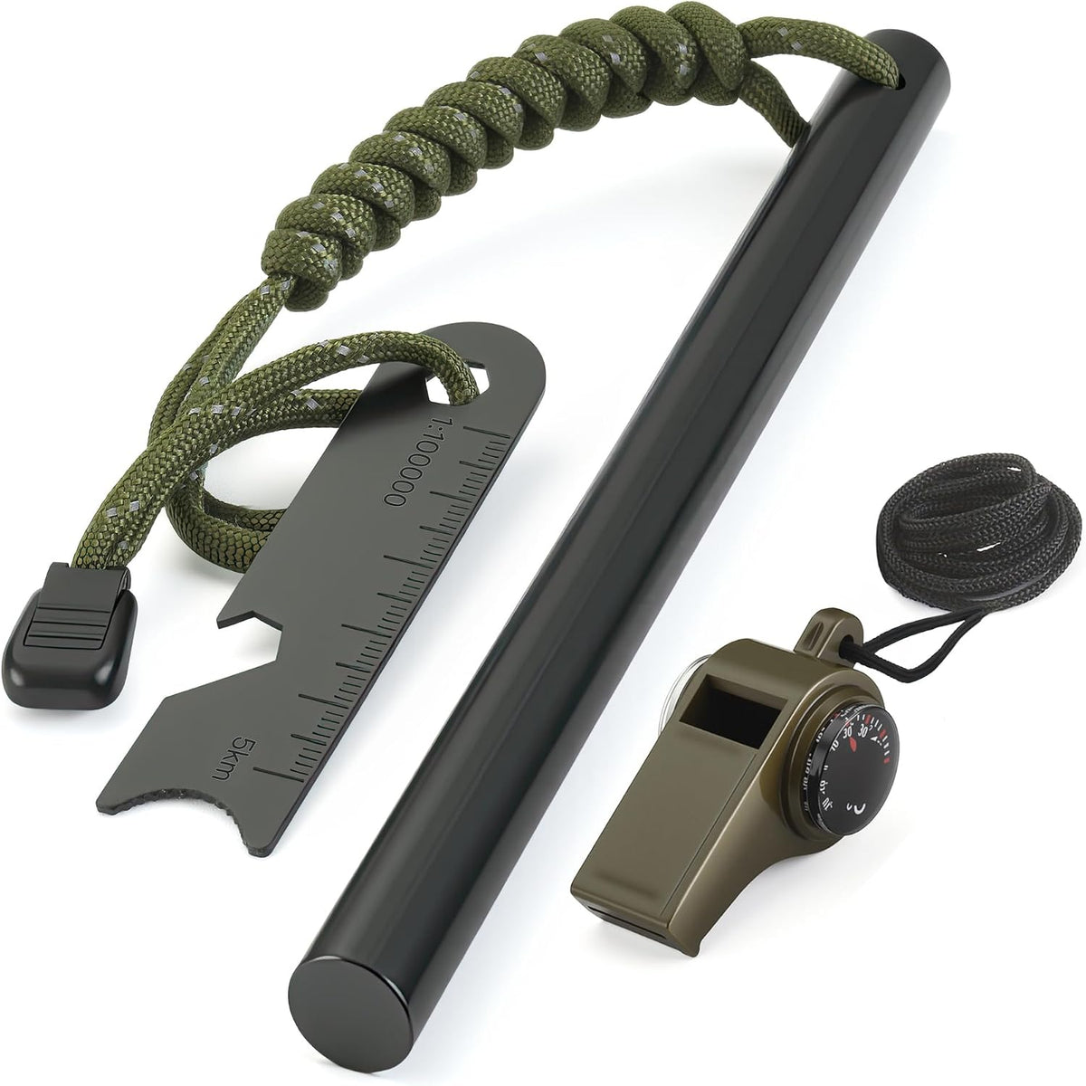6" x 1/2" Drilled Ferro Rod Fire Starter Kit - Large Ferrocerium Flint and Steel