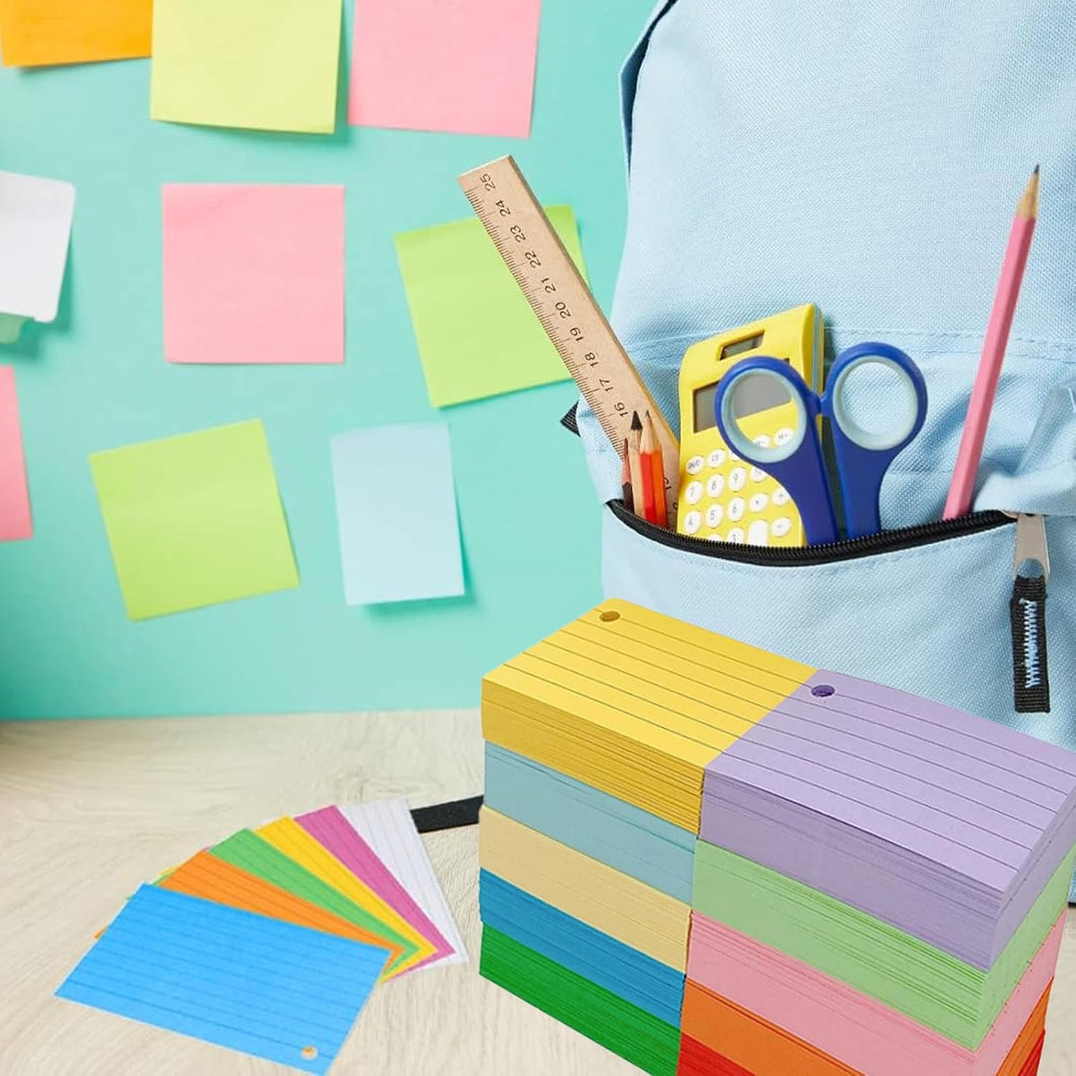 1000 Pcs Index Cards 2.91 x 2.01 Inch Color Flash Cards with Rings, Heavy Note Cards