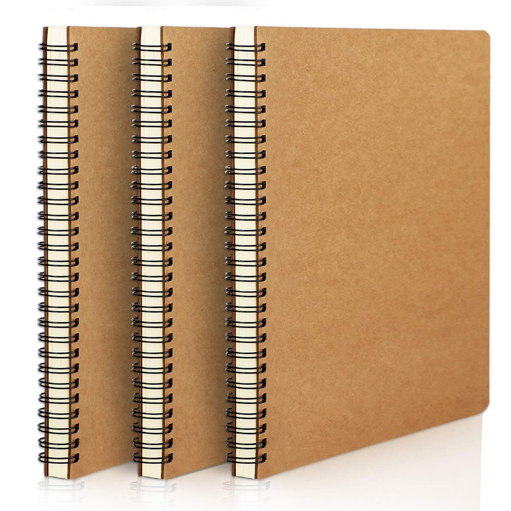 EUSOAR Spiral Lined Notebook, A5 3packs 5.5"X8.3" 120 Pages Hardcover Lined Travel