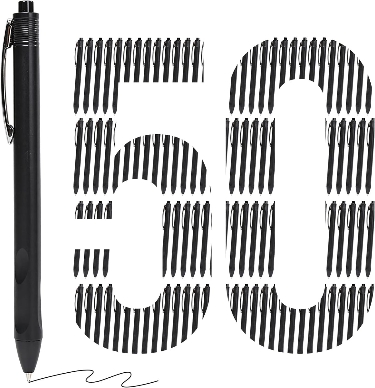 50 Pack Ballpoint Pens Bulk,1.0 mm Medium Point with Black Ink