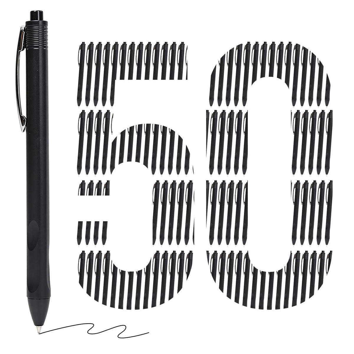 50 Pack Ballpoint Pens Bulk,1.0 mm Medium Point with Black Ink