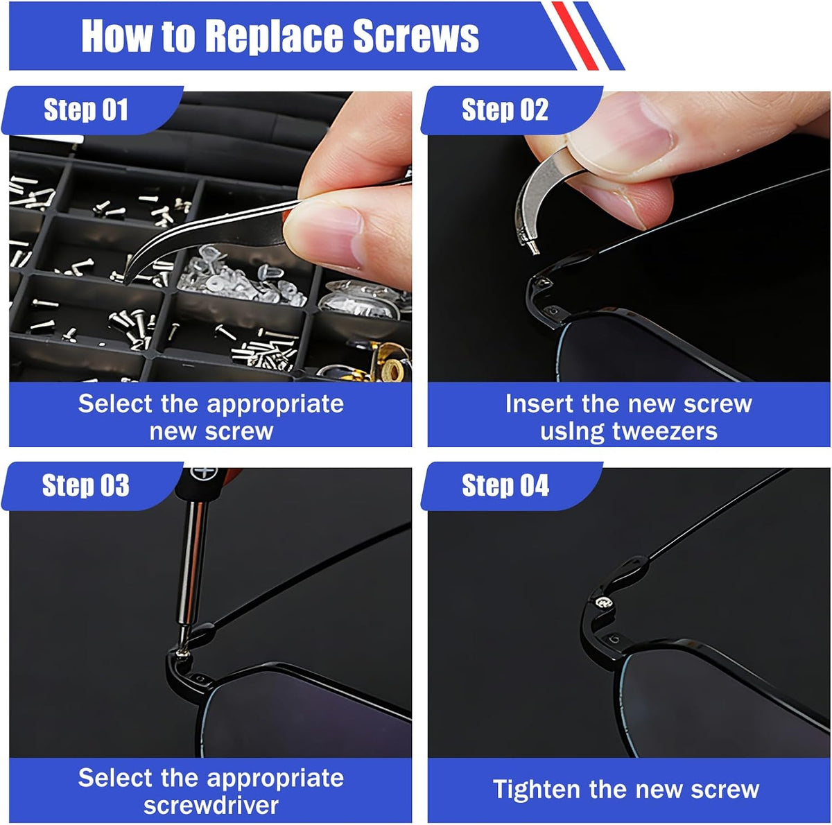 67 Piece Glasses Repair Kit with Screws,Magnetic Eyeglass Repair Tool Set with 16