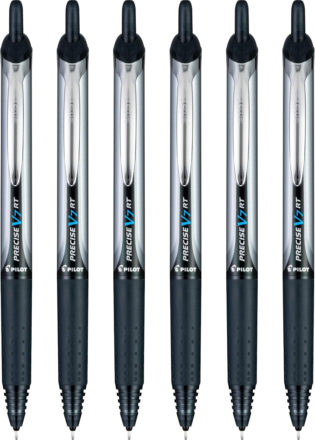 PILOT Precise V7 RT Retractable Rollerball Pens, 0.7mm, Black, 6-Pack