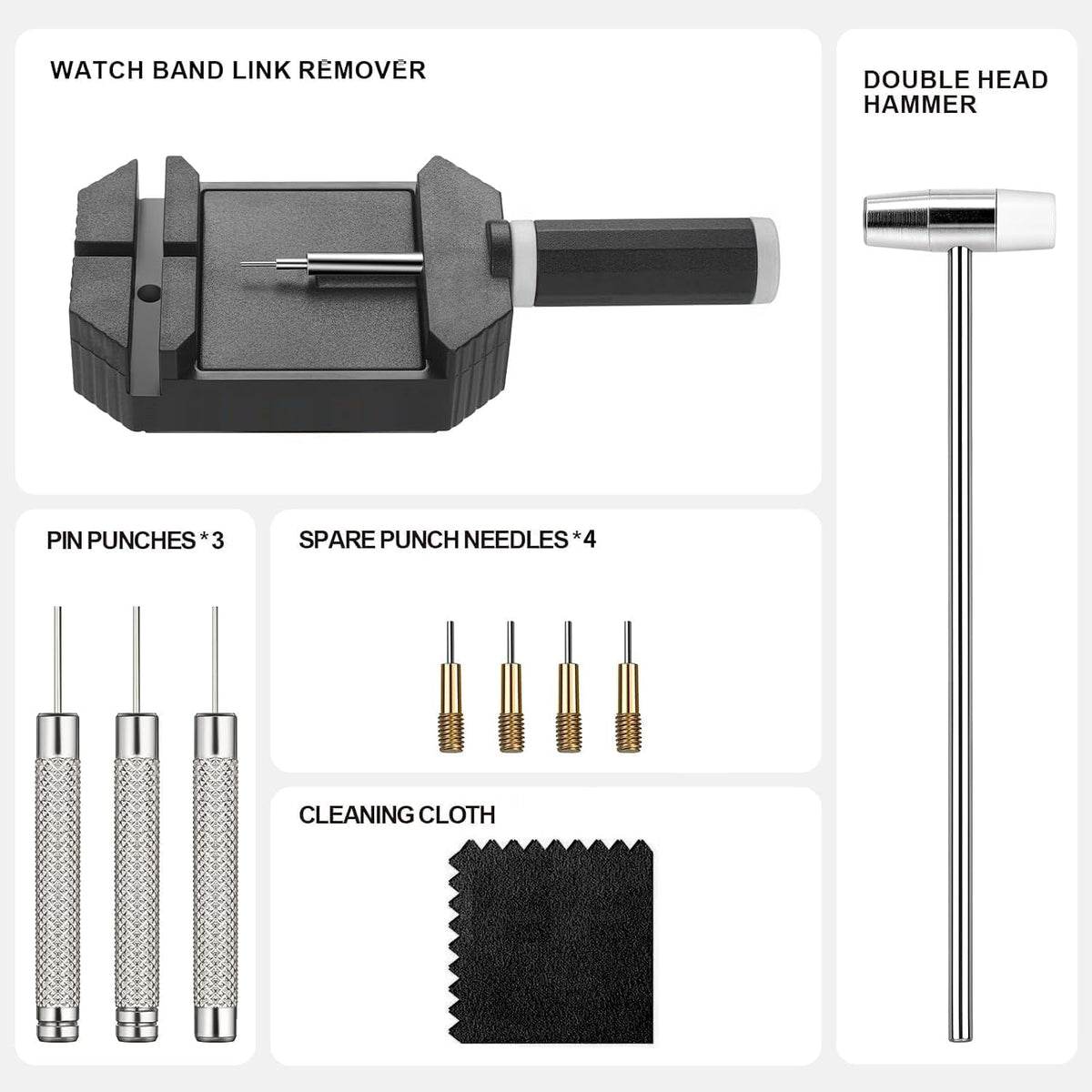 BOSHIYA 12 Pcs Watch Link Removal Kit, Professional Watch Band Adjustment Tool Kit for