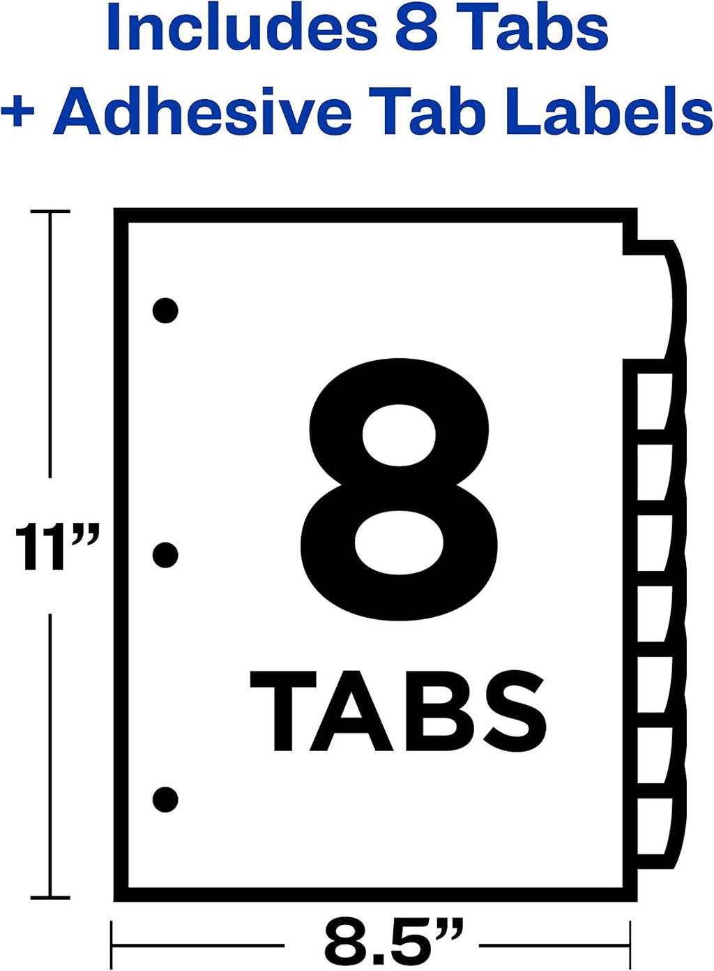 Avery Big Tab Ultralast Plastic Dividers with White Tab Labels, 8 Tabs, Multicolor (24901)