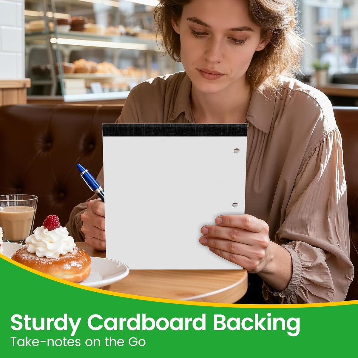 3 Hole Legal Pad 8.5 x 11, 6 Pack White Note Pads, Wide Ruled Notepads