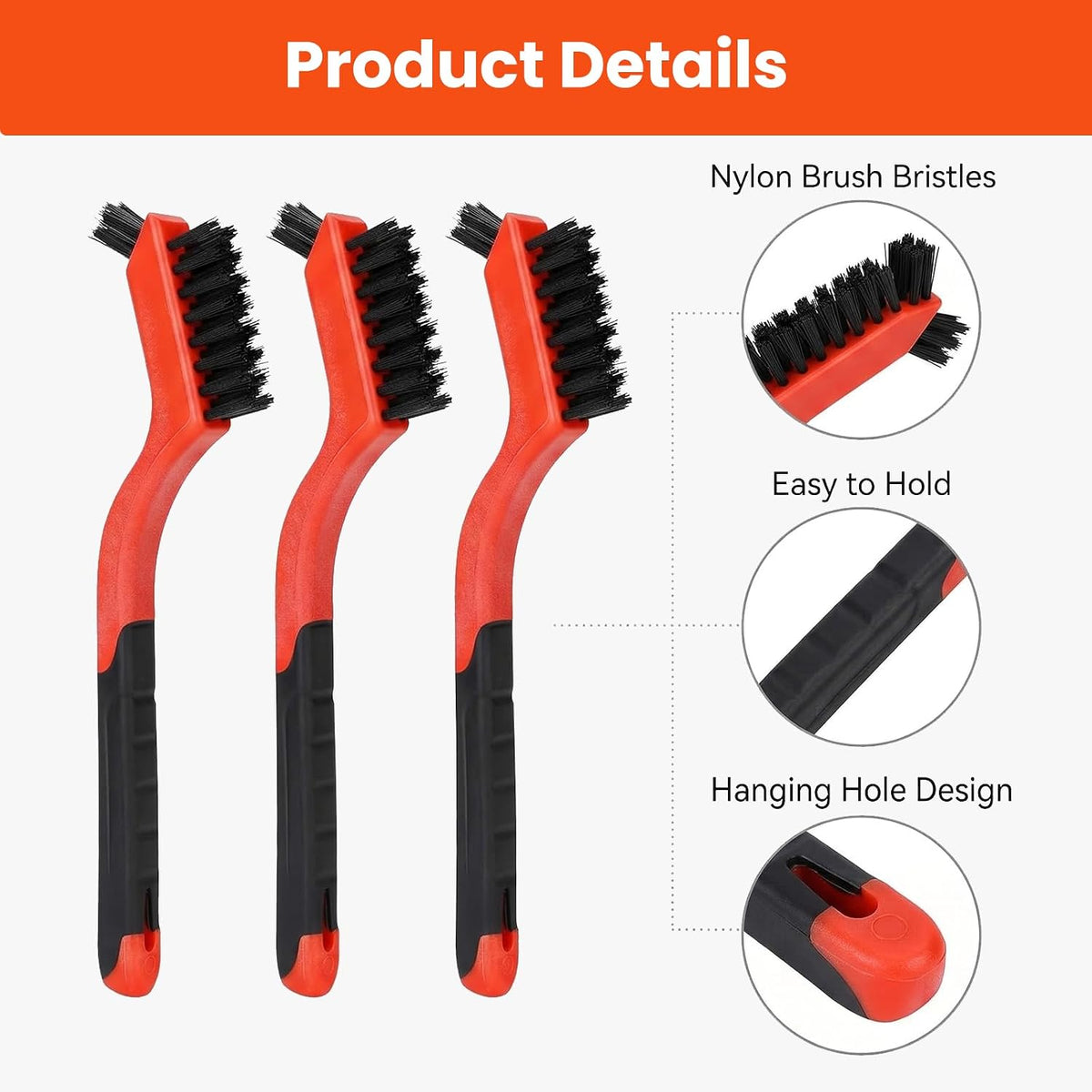 12 Pcs Nylon Brushes for Cleaning, Non-Scratch Small Stiff Nylon Bristle Brush Set for