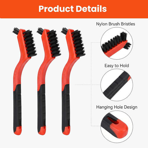 12 Pcs Nylon Brushes for Cleaning, Non-Scratch Small Stiff Nylon Bristle Brush Set for