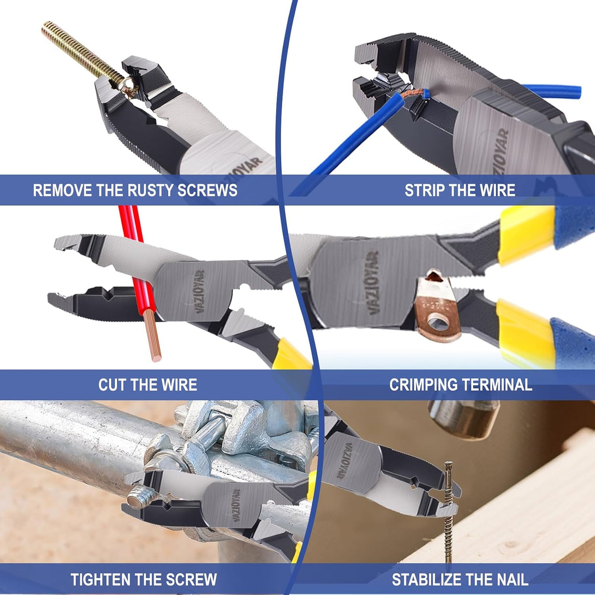 Multi-Function Screw Extractor Pliers, Non-Slip Screw Removal Tool, Extracts Stripped