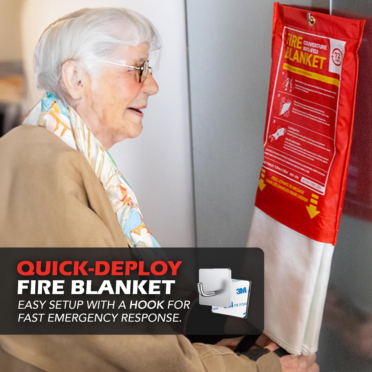 72 HRS Emergency Fire Blanket, Fiberglass Fire Blanket, 40 × 40 in