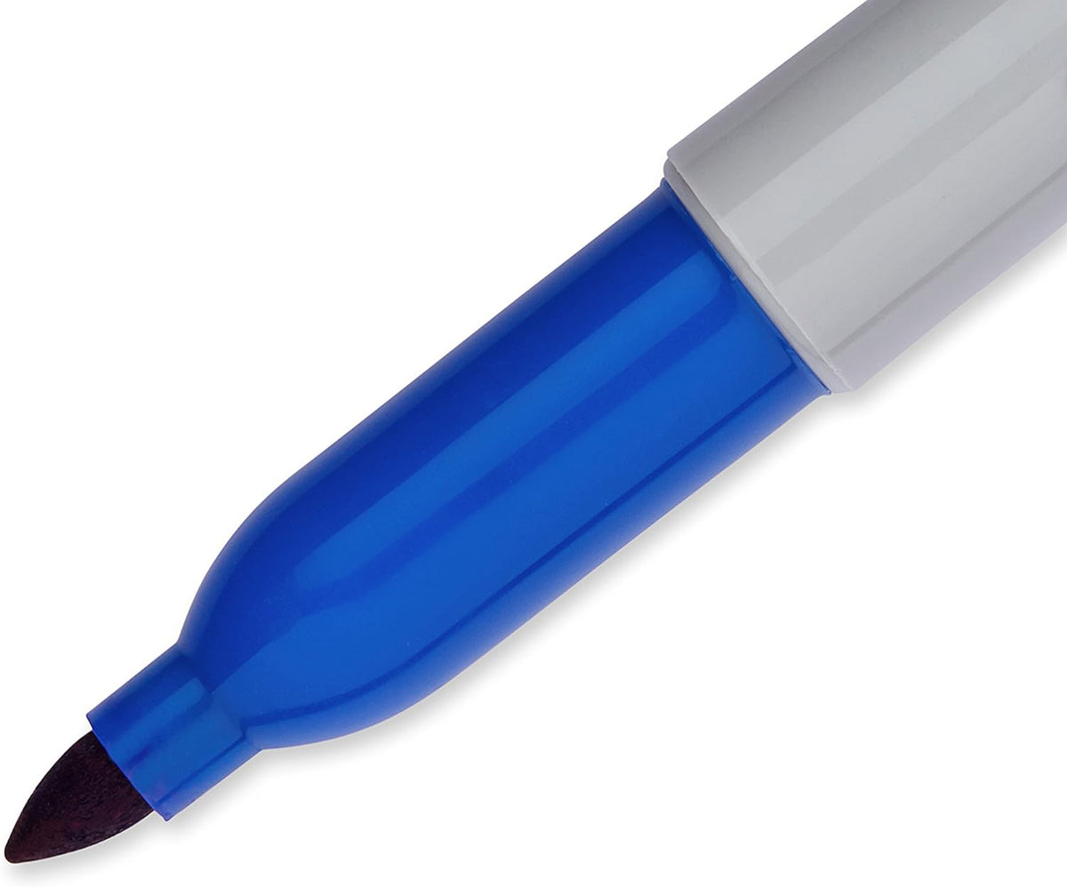 Sharpie Permanent Markers, Fine Point, Blue, 12 Count