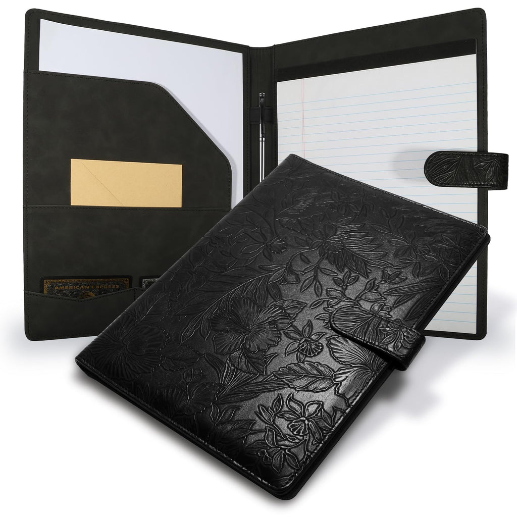 Professional Padfolio Portfolio Binder, Textured Embossing Faux Leather