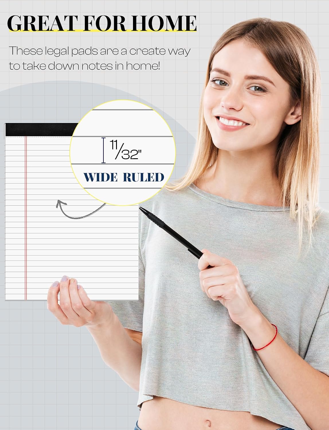 6 Pack 8.5 x 11 Legal Pads Paper Pads 8.5 x 11 White Note Pads for Work