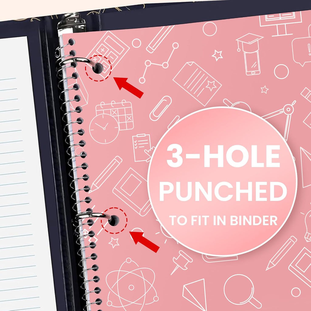 Oucaru 1 Subject Spiral Notebook College Ruled 5 Pack, 140 Pages