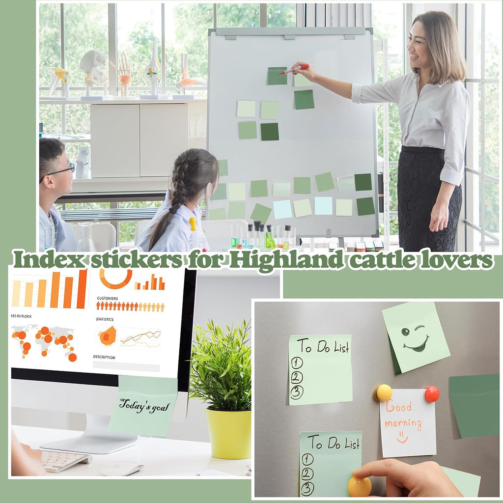 12 Pcs 24 Pcs Sage Green Sticky Notes 3 x 3 Inches, No Lined