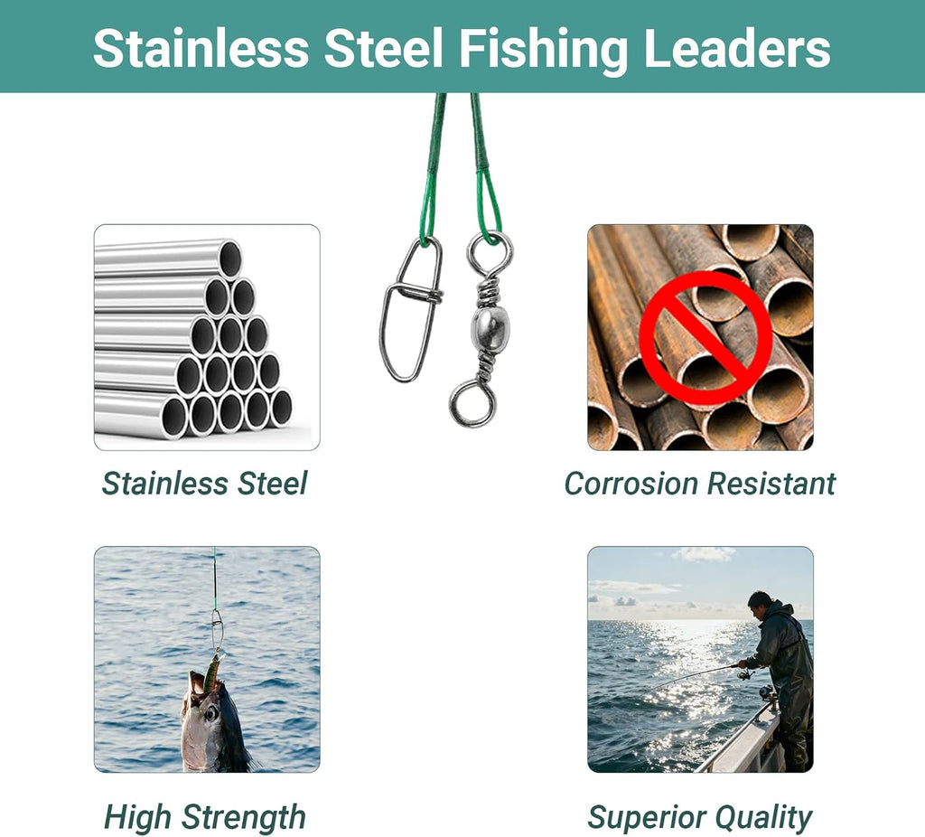 QISHUO High Strength Fishing Leader Saltwater Stainless Steel Fishing Leaders Freshwater
