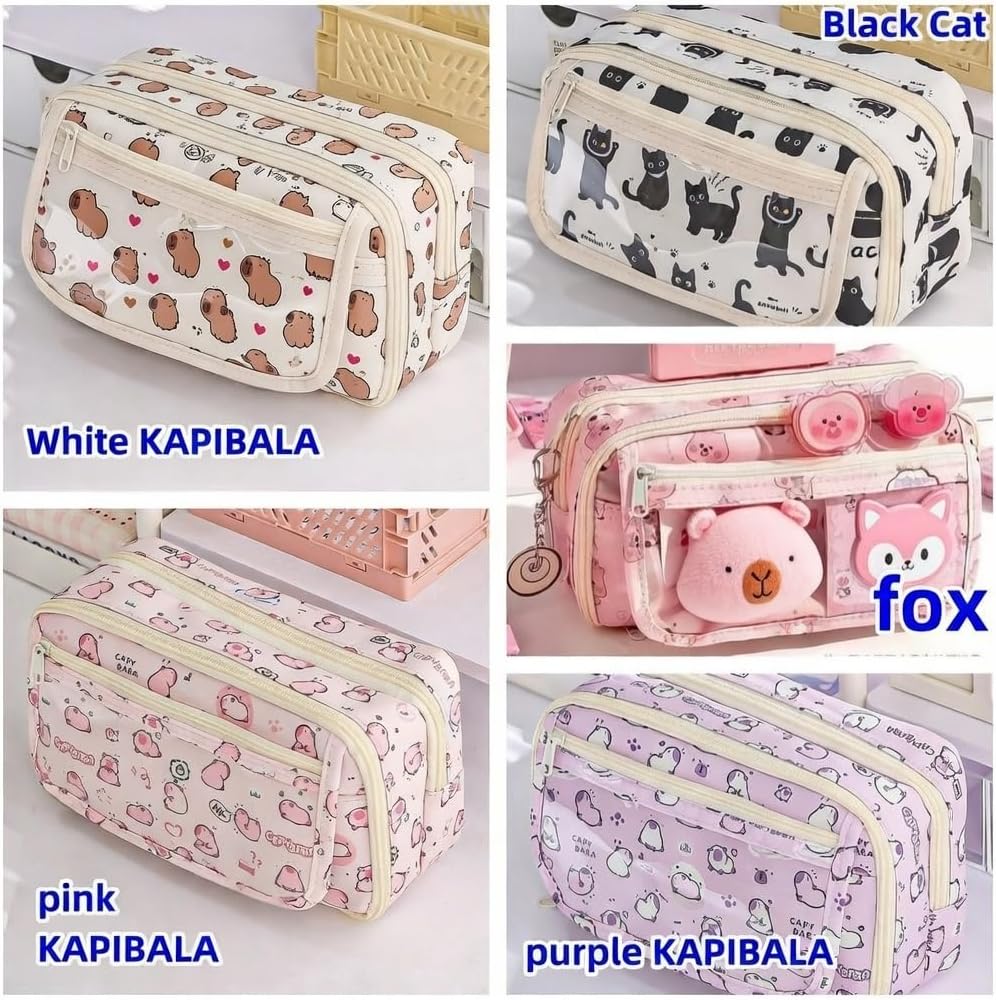 Cute Kawaii Pencil Case Pouch Cartoon Pen Box Holder Organizer for Office Workspace