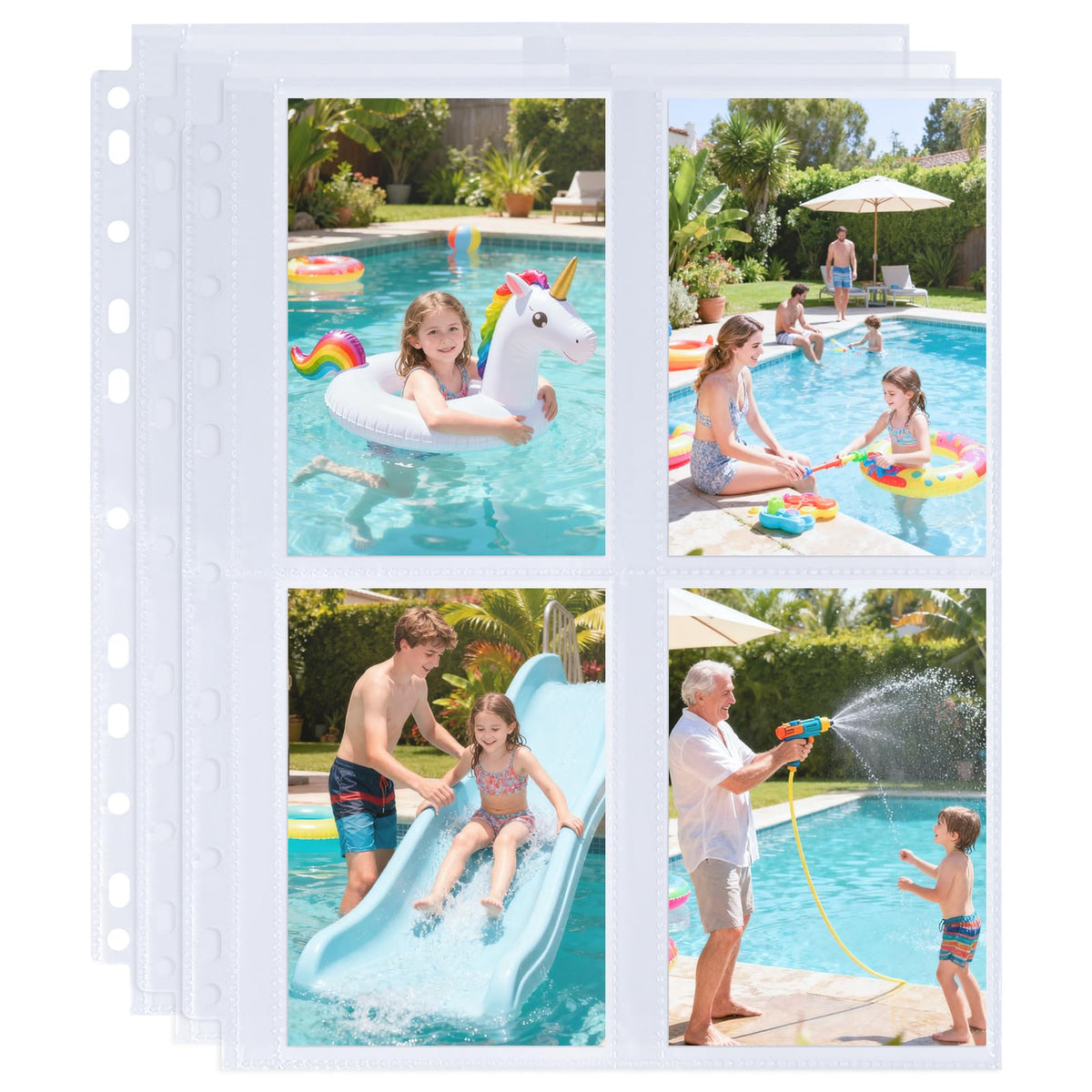 60 Pack 3.5x5 Album Refill Pages for 3 Ring Binder