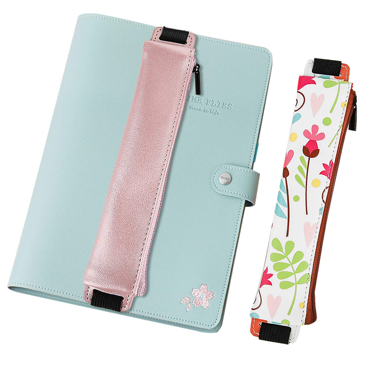 MoKo Elastic Pen Holder for Notebook, 4 Pack PU Leather Pencil Pouches