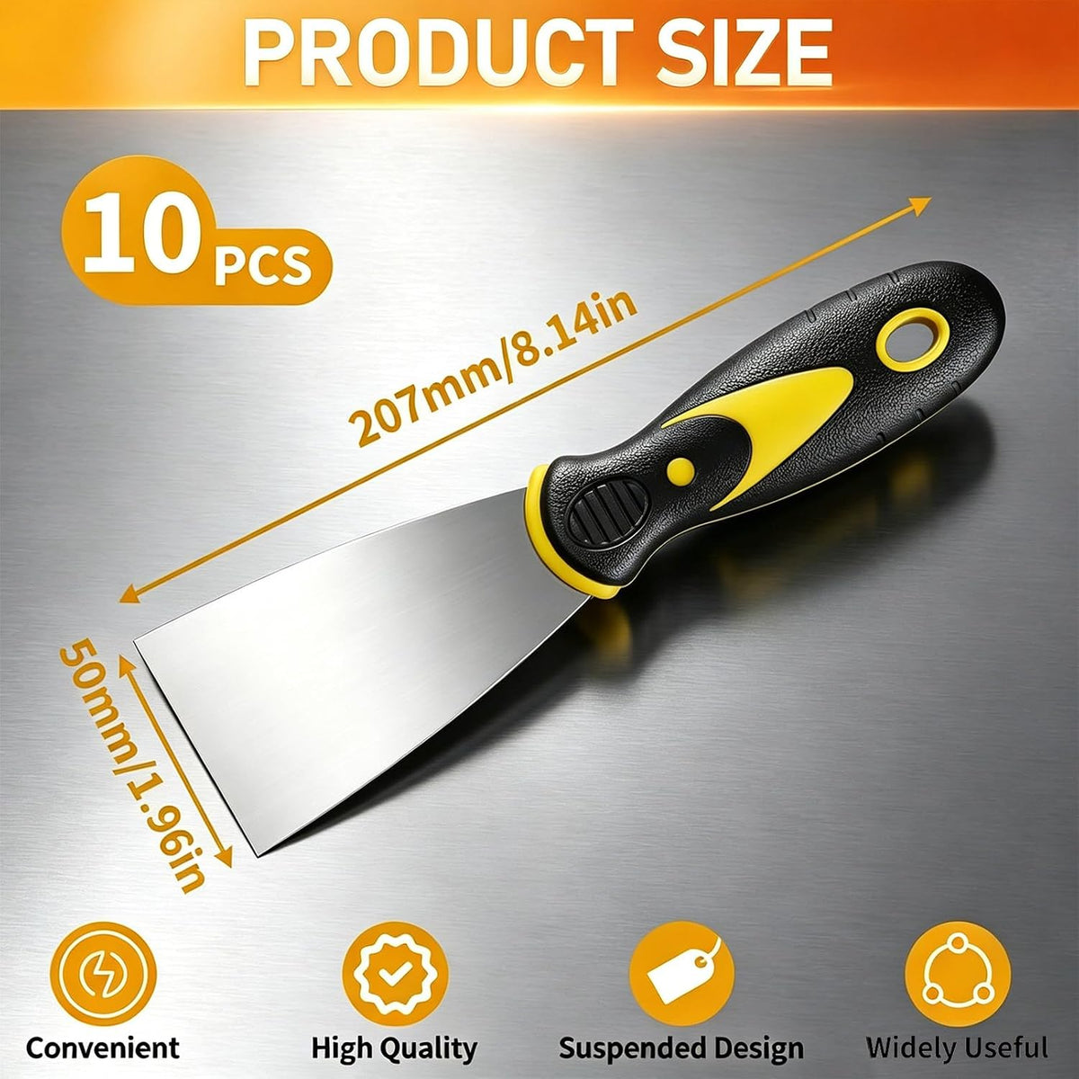 10Pcs Putty Knife Set, 2 Inch Stainless Steel Spackle Knives