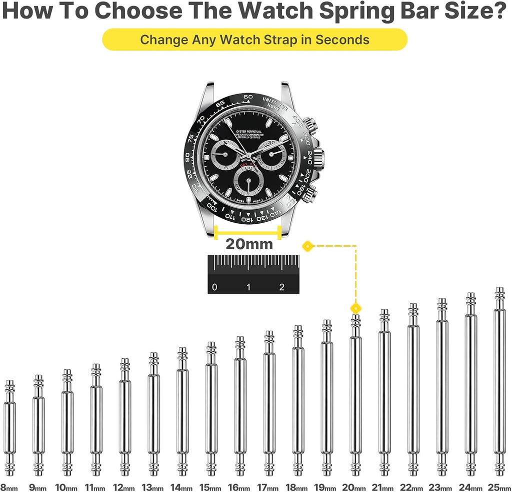 Fullmosa Watch Spring Bar Tool Kit, 360 Pins in 18 Sizes with 3 Extra Tips Link Remover
