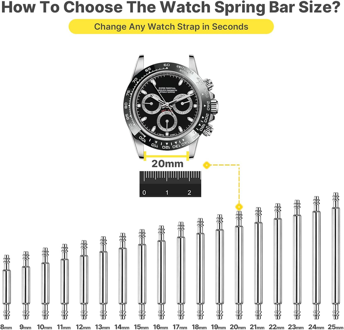 Fullmosa Watch Spring Bar Tool Kit, 360 Pins in 18 Sizes with 3 Extra Tips Link Remover