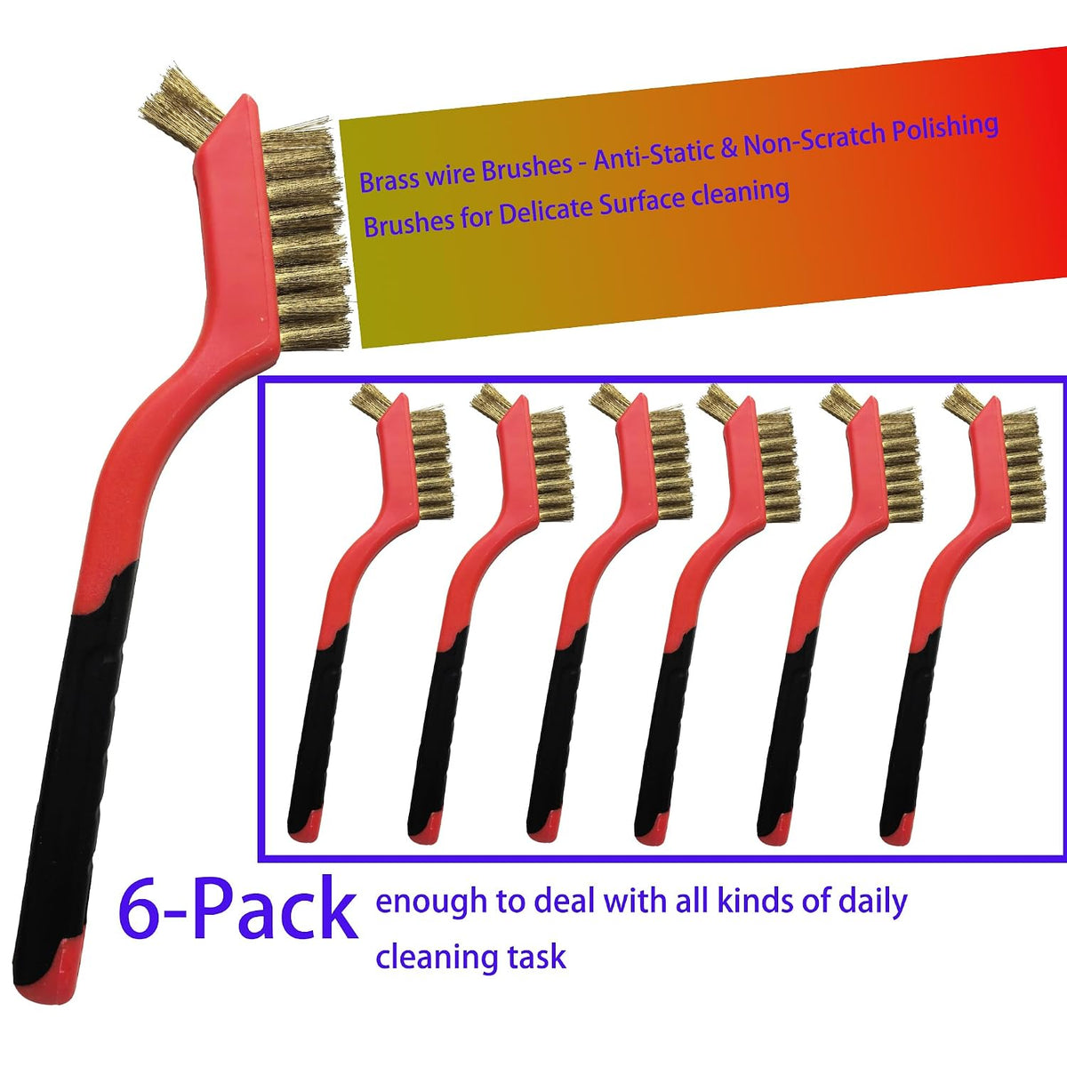 6 Pcs Brass Wire Cleaning Brush Set, Anti-Static Non-Scratch Polishing Brushes for