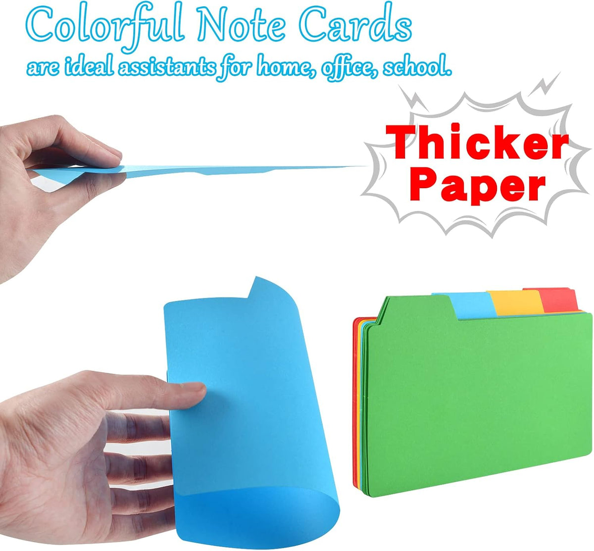 96 Pcs 5x8 Index Cards Dividers With Blank Tabs - Color Note Cards for Studying, Working
