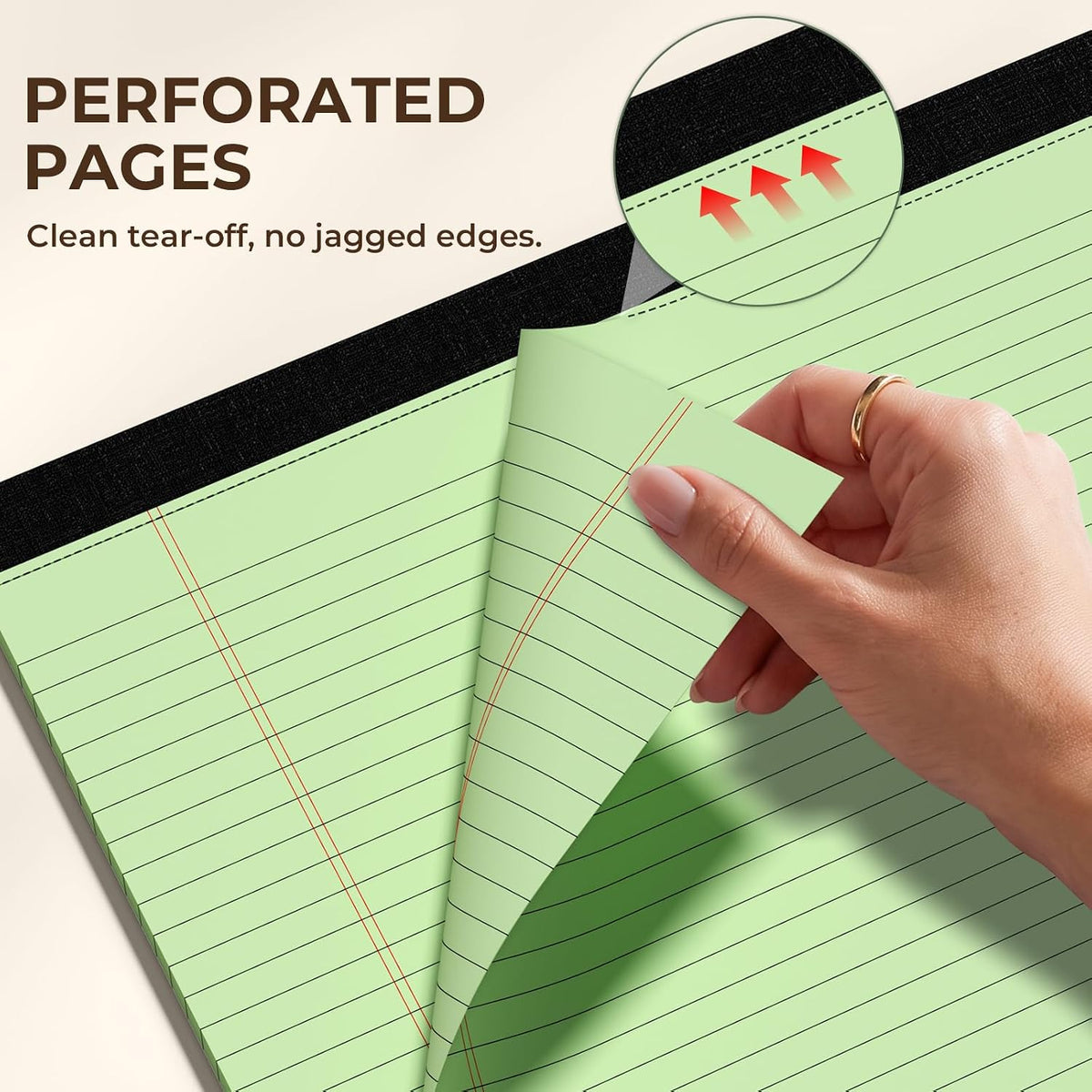 6 Pack Landscape Legal Pads 11x9.5, College Ruled Narrow Rule, Perforated