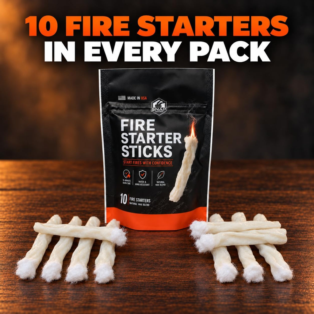 Wax Fire Starter Sticks, 10 Pack, for Campfires and Grills
