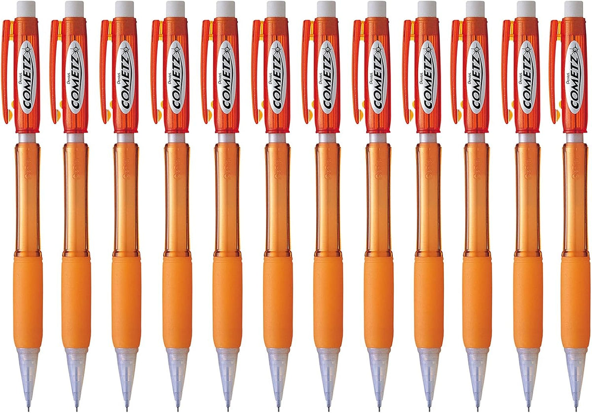 Pentel Cometz Automatic Pencil, 0.9mm, Orange Barrel, Box of 12 (AX119F)