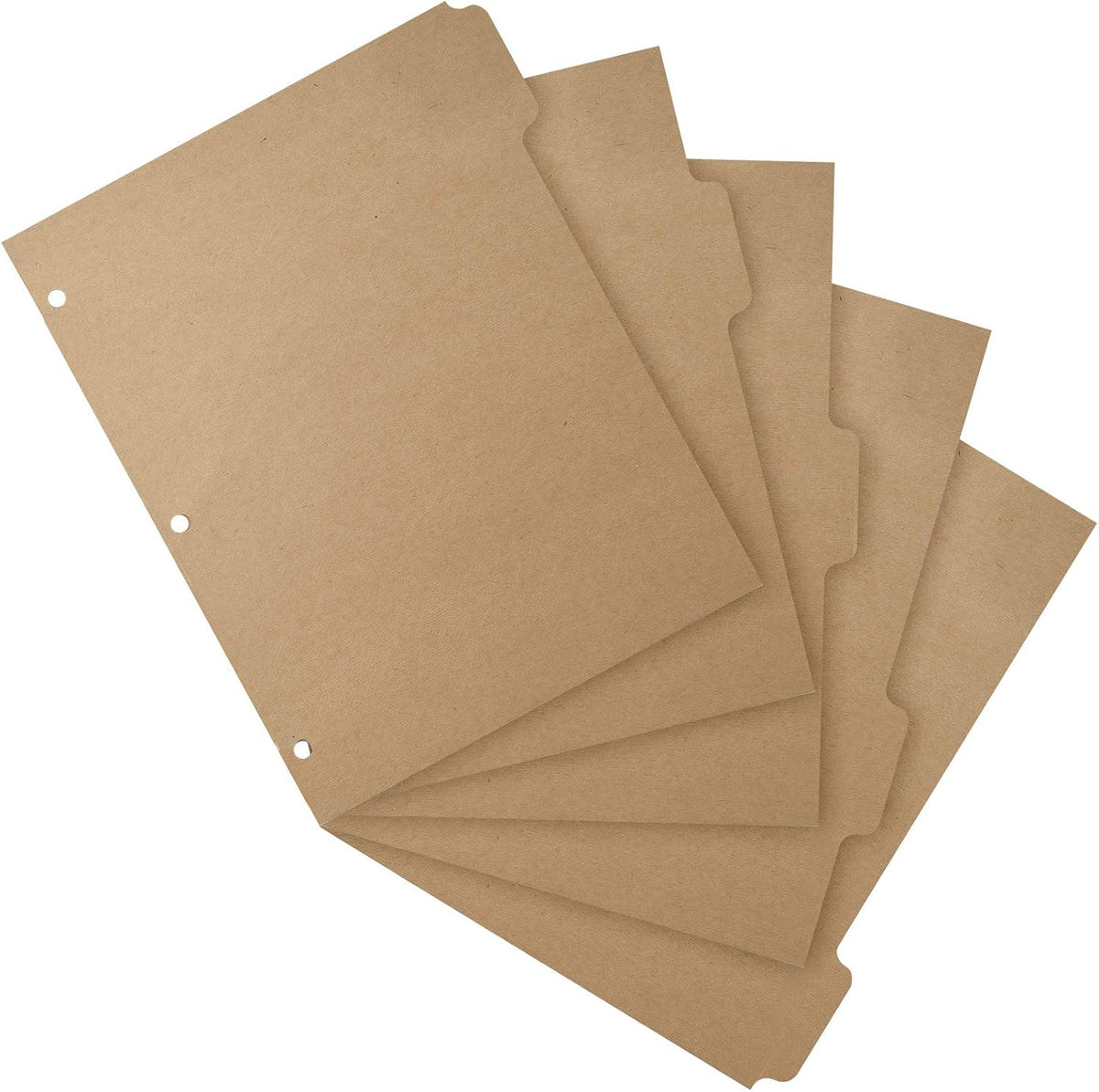 3 Ring Binder Dividers with 5-Tabs for Letter Size, 1/5 Cut, 3-Hole Punched