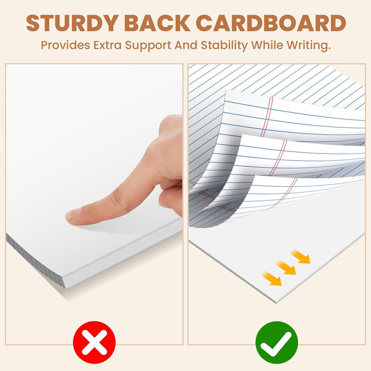 6pcs Legal Pads 8.5 x 11, Perforated White Notepad 8.5x11, 50Sheets/Pad