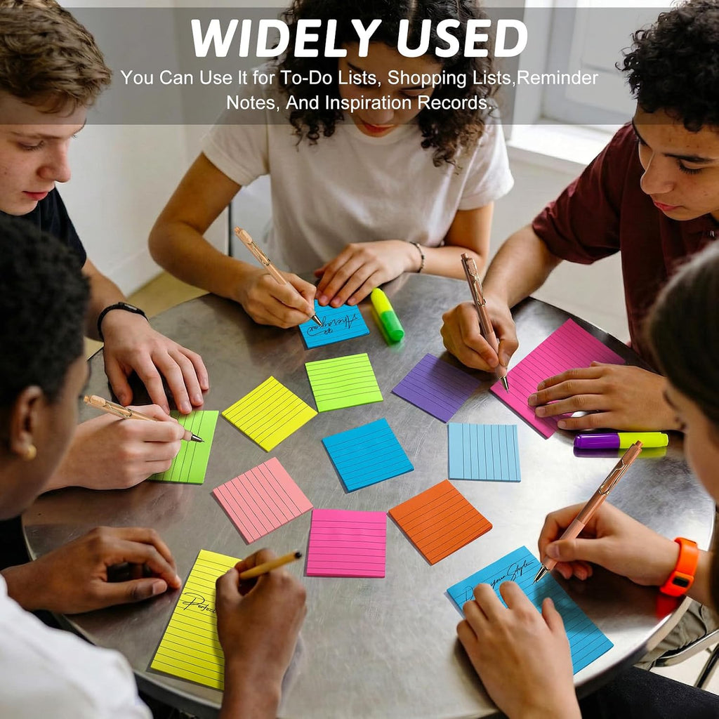 18 Pack Lined Sticky Notes 4x6 & 3x3 Note Pad for Office, School, Meeting