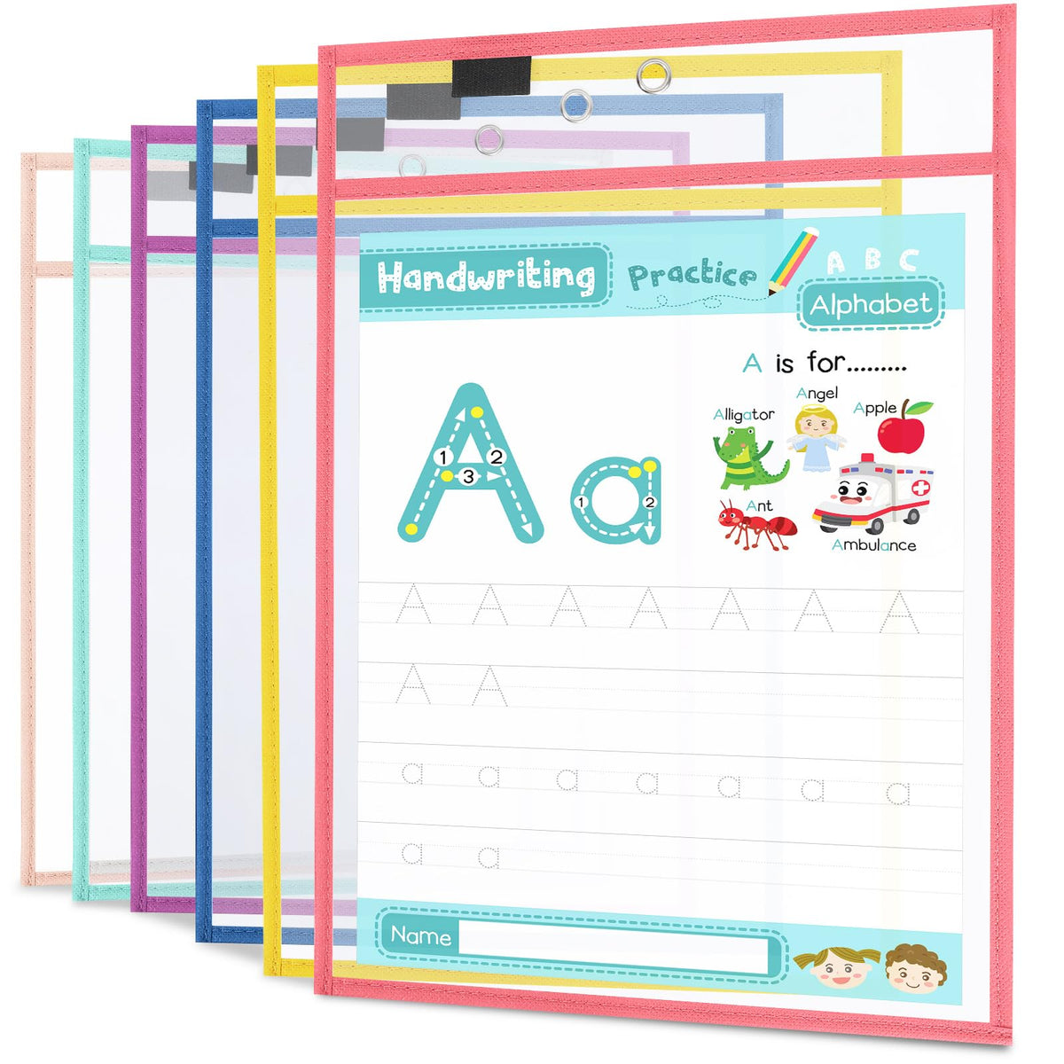 gisgfim 12 Pack Reusable Dry Erase Pocket Sleeves 8.5x11 Inch Boho