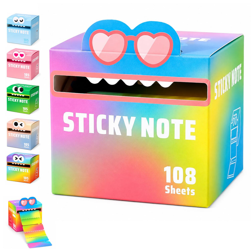 105 Sheets Transparent Pull-Out Sticky Notes, Cute Monster Pattern Sticky Note