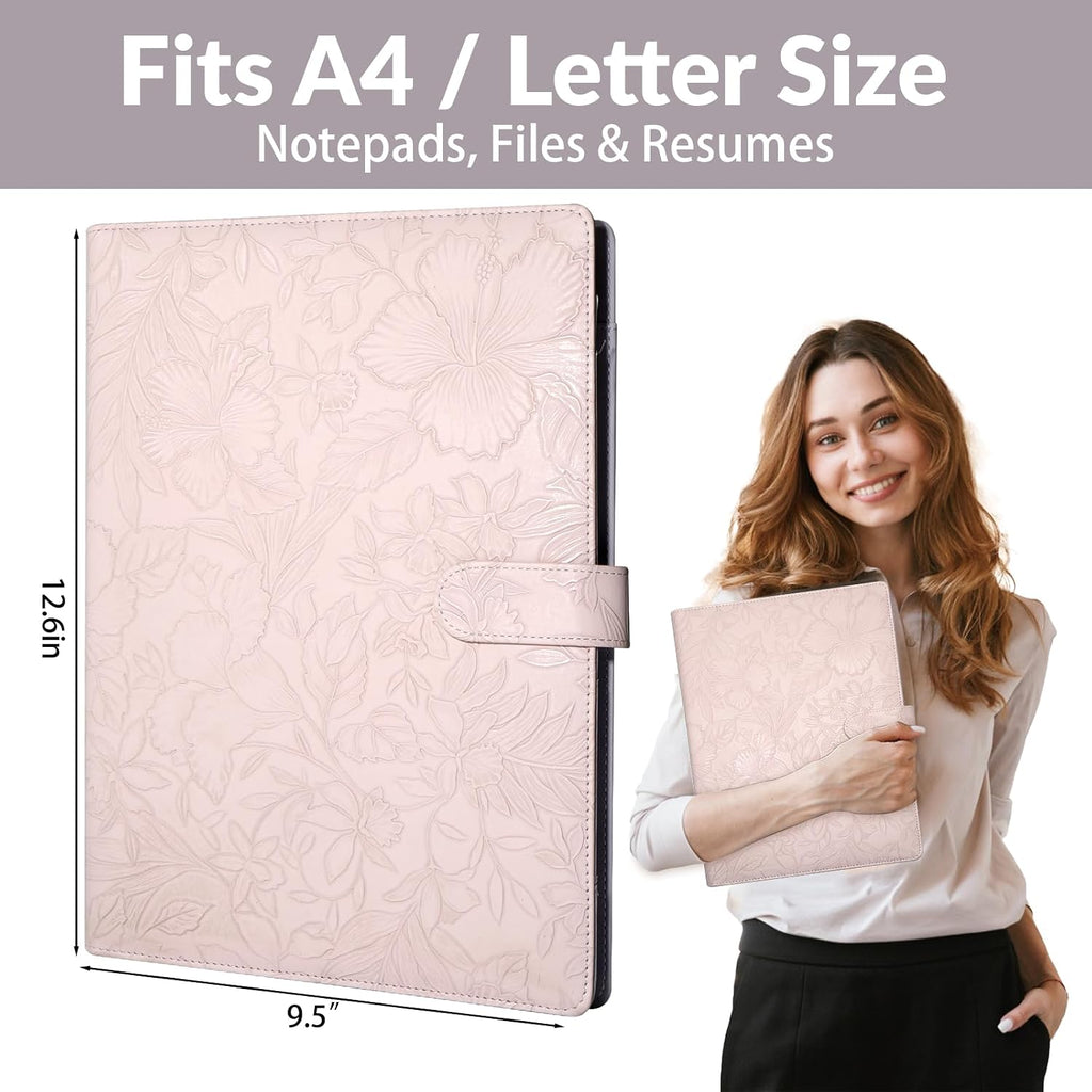 Professional Padfolio Portfolio Binder, Textured Embossing Faux Leather