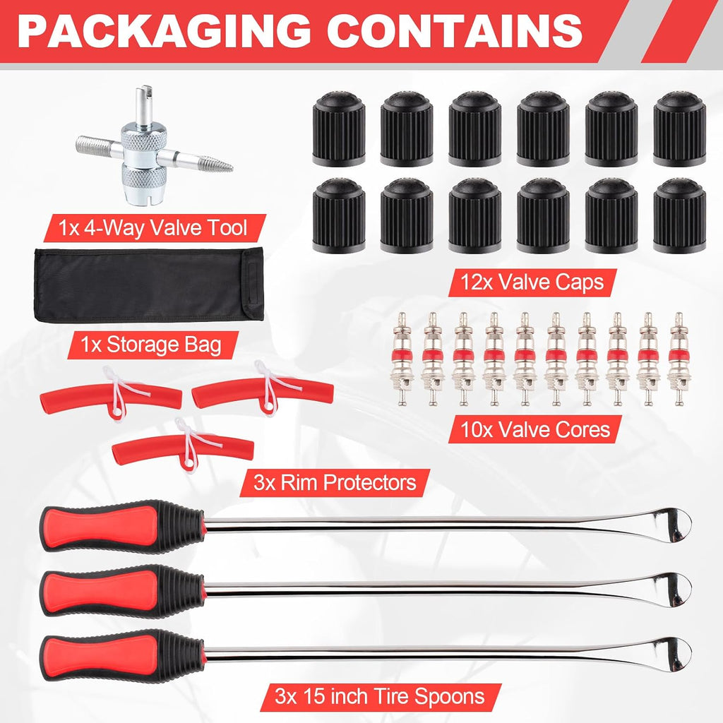 15" Tire Spoons Kit, Tire Changing Tool for Motorcycles, Dirt Bikes, Lawn Mowers and More