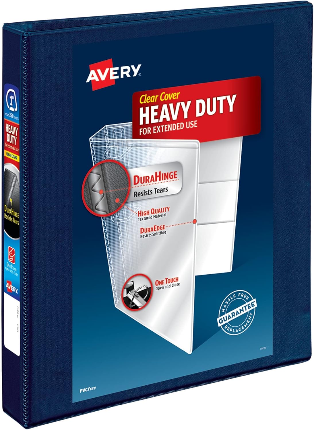 Avery Heavy-Duty View 3 Ring Binder, 1" Rings, 1 Navy Blue Binder