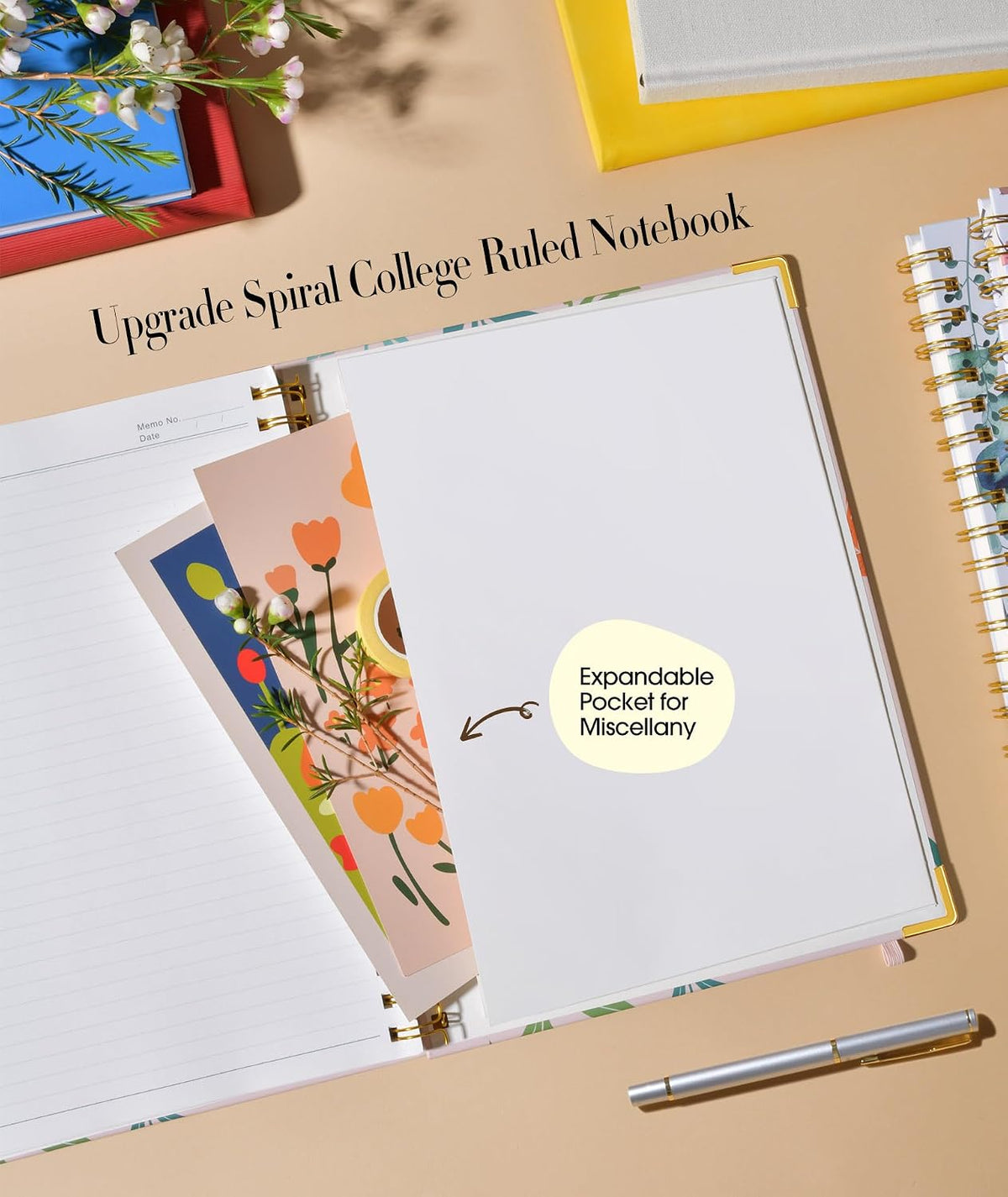 Cute Spiral Notebook Journal for Women, 200 Pages Lined Notebooks 8.5” x 11”