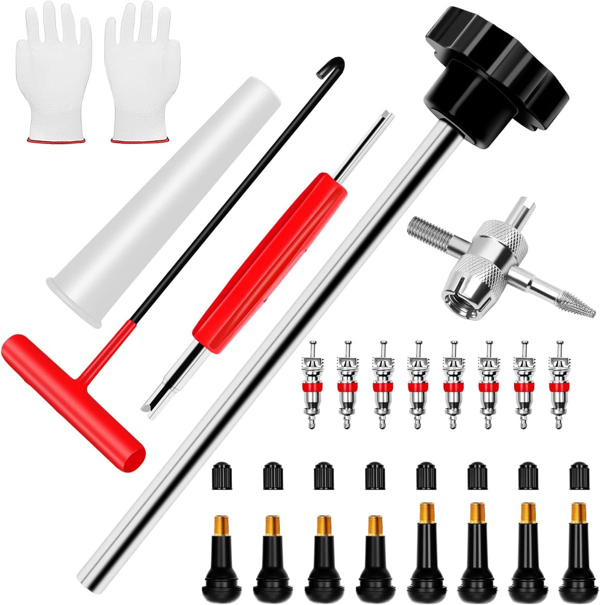 22PCS Tire Valve Stem Tool–Quick Change Valve Installer Kit with TR413/TR414 Valve Stems
