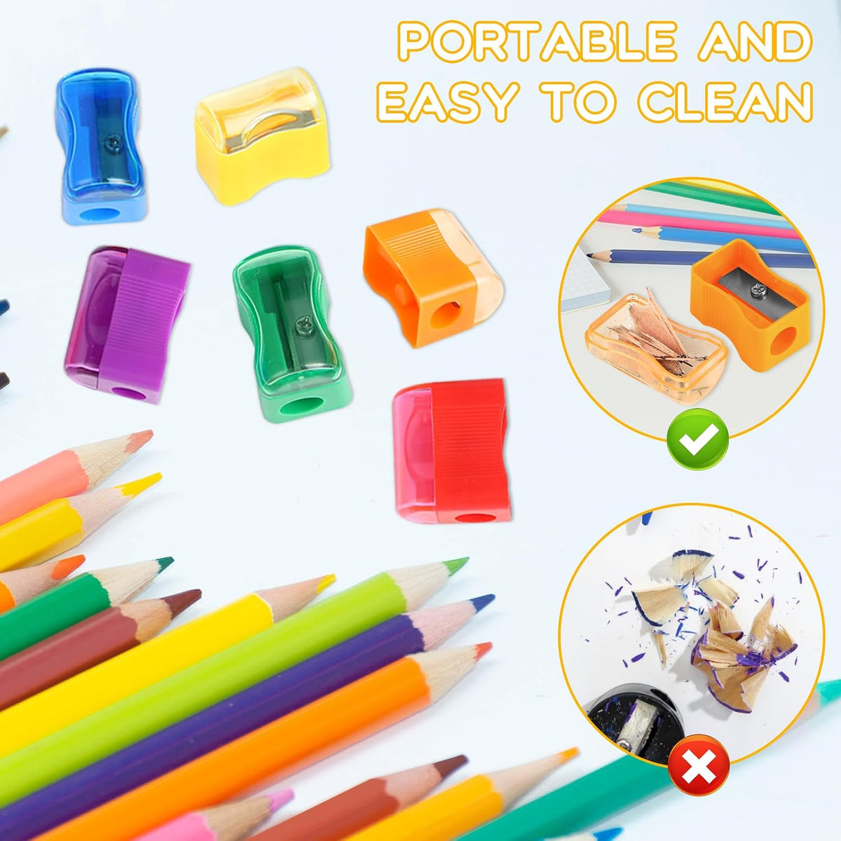 Adorox 72 Count - Plastic Handheld Pencil Sharpener for Classroom, School, Office
