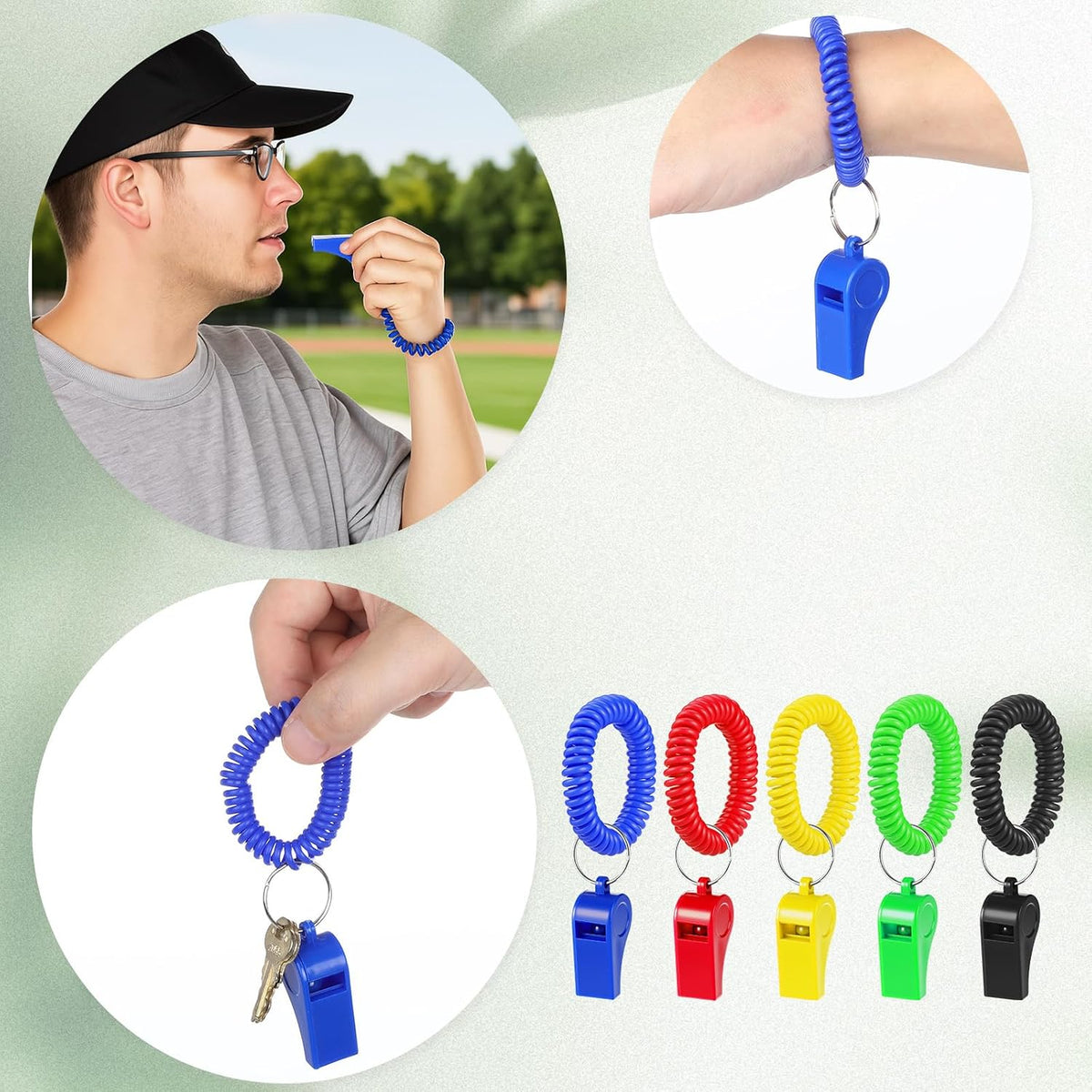 50 Pcs Colorful Plastic Whistles with Bracelet